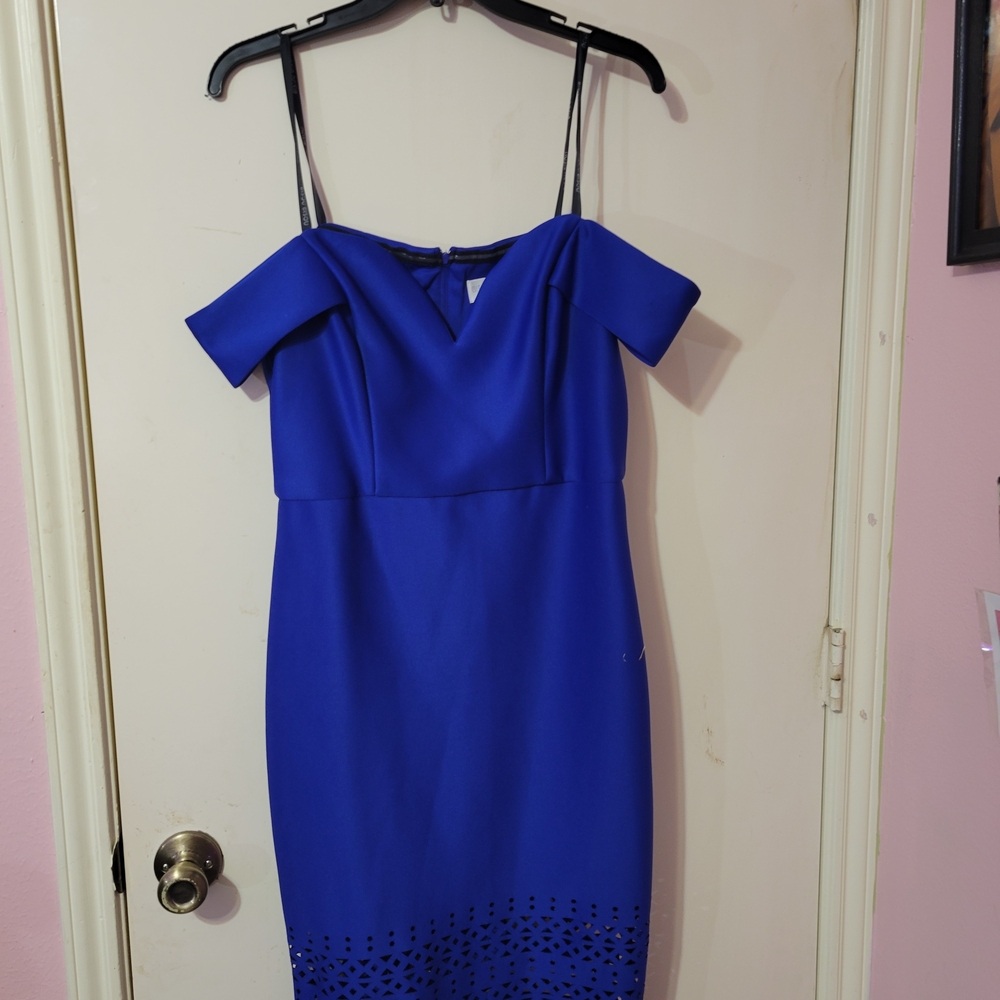 Bisou Bisou Royal Blue Off-Shoulder Mini Dress